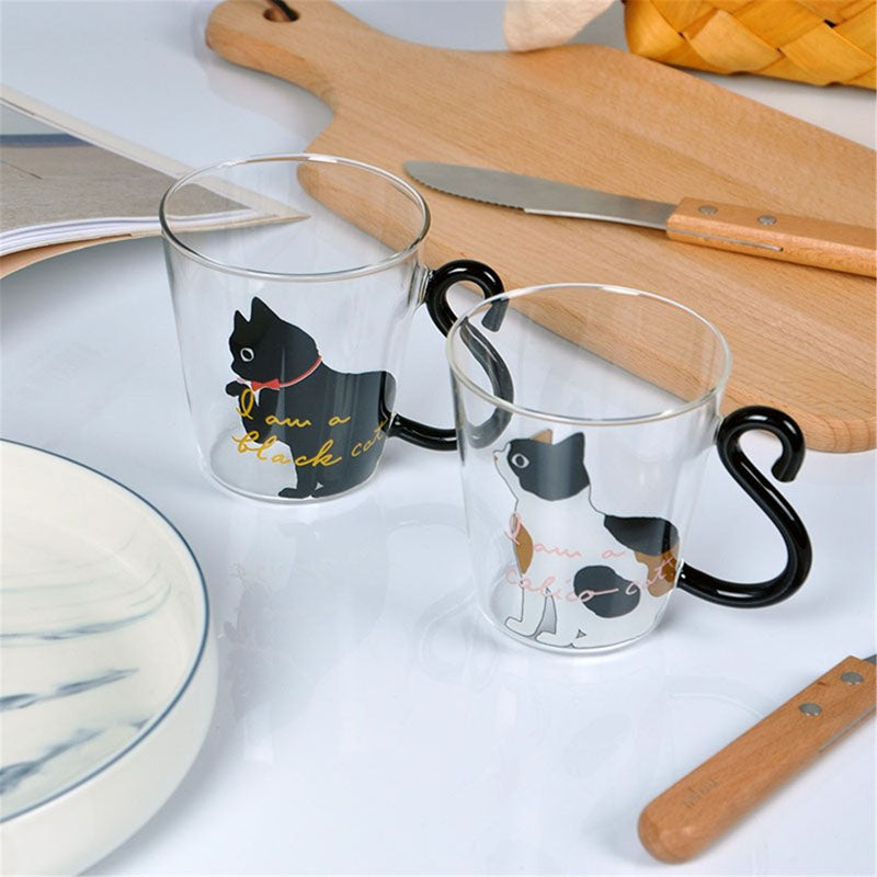 MODERN CAT SILHOUETTE GLASS MUG