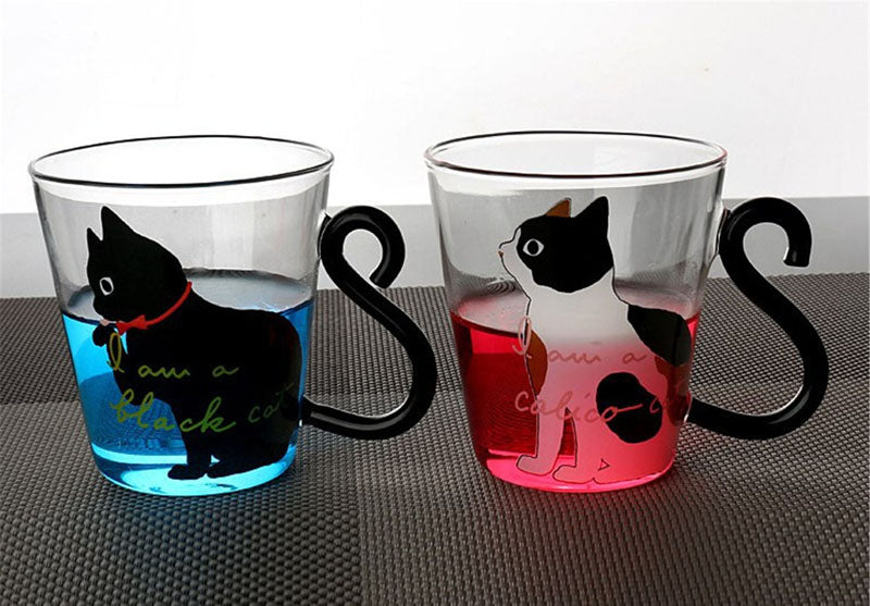 MODERN CAT SILHOUETTE GLASS MUG