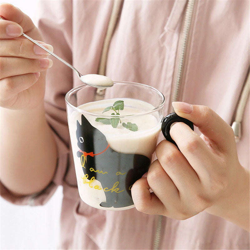 MODERN CAT SILHOUETTE GLASS MUG