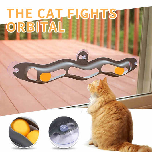 WINDOW MOUNTED TRACK BALL TOY FOR CATS