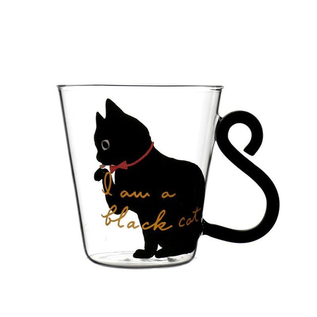 MODERN CAT SILHOUETTE GLASS MUG