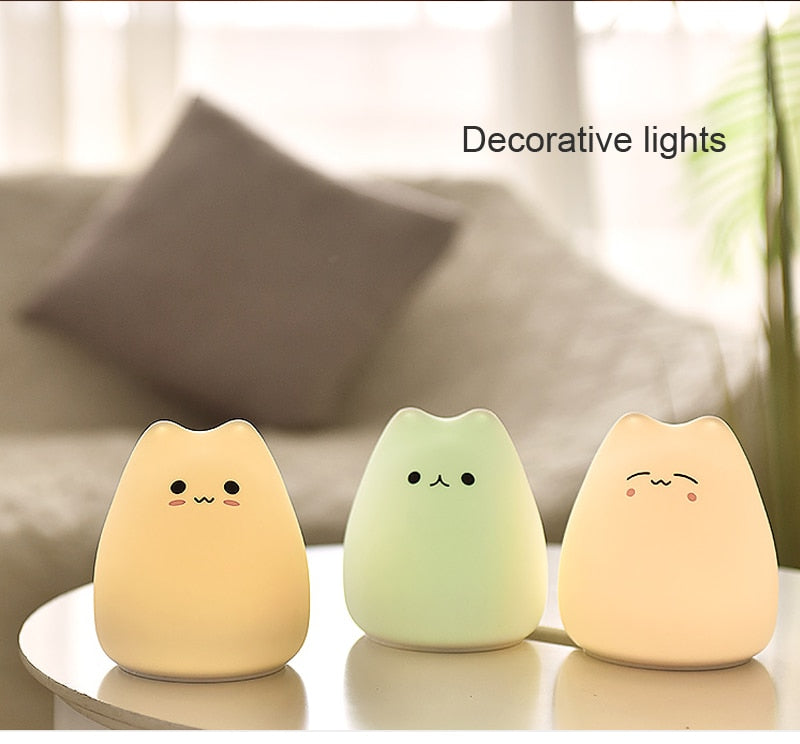 Cute Color Changing Cat Touch Lamp