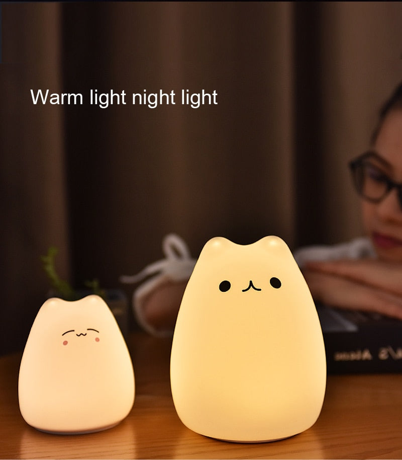 Cute Color Changing Cat Touch Lamp