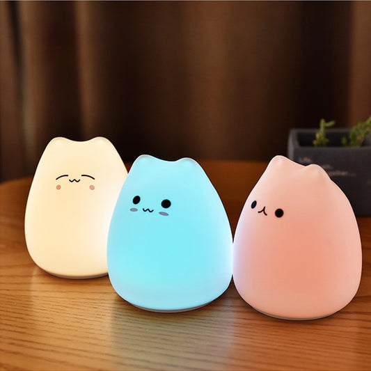 Cute Color Changing Cat Touch Lamp