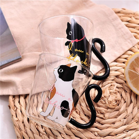 MODERN CAT SILHOUETTE GLASS MUG